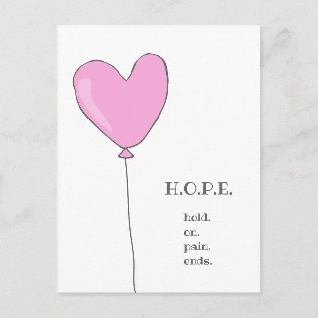 Hoffnung - Pink Ballon mit Sweet motivierend Zitat Postkarte (Vorderseite)