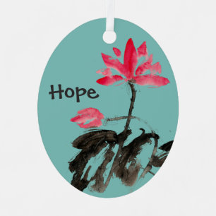 Hoffnung und Liebe Positives Zitat Wasserfarben Fl Ornament Aus Metall