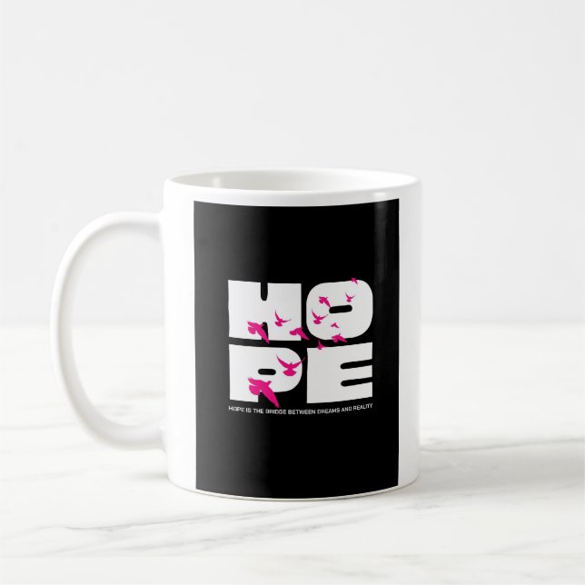 Hoffnung & Vögel – fette Typografie Kaffeetasse (Links)