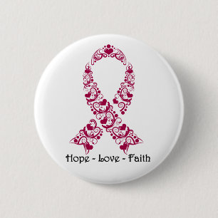 Hoffnungs-Burgunder-Bewusstseins-Band Button