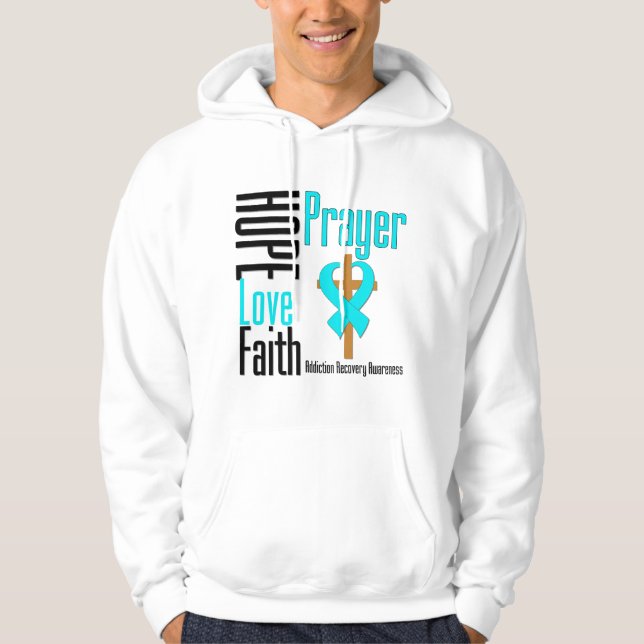 Hoffnungs-Liebe-Glauben-Gebets-Sucht-Erholung Hoodie (Vorderseite)