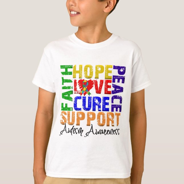 Hoffnungs-Liebe-Heilungs-Autismus-Bewusstsein T-Shirt (Vorderseite)