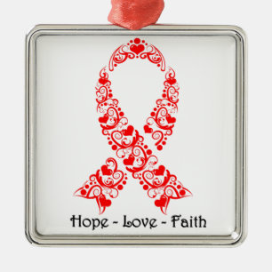 Hoffnungs-rotes Bewusstseins-Band Ornament Aus Metall