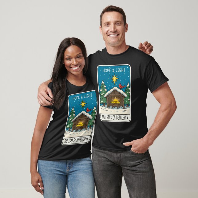 Hoffnungs- und Lichtstern von Bethlehem Krippensze T-Shirt (Unisex)