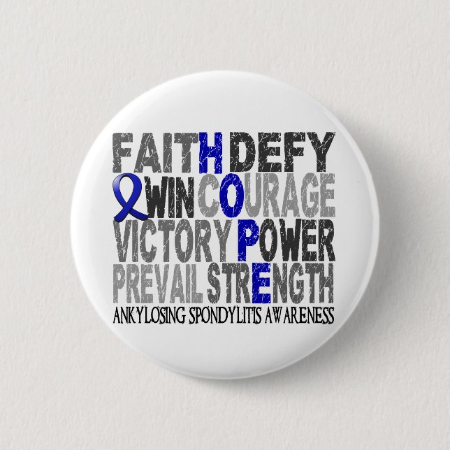 Hoffnungs-Wort-Collage, die Spondylitis Ankylosing Button (Vorderseite)