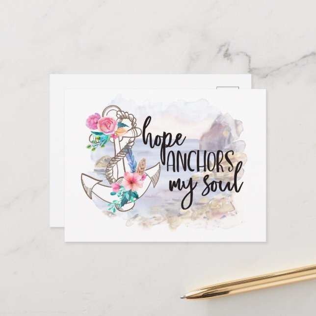 Hoffnungsanker Soul Ermutigung Wort Kunst Postkarte (Vorderseite/Rückseite Beispiel)