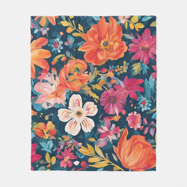 Hoffnungsblüten: Vibrige blühende grafische Kunst Fleecedecke (Vorderseite)
