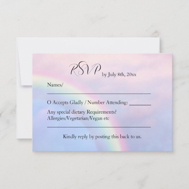 Hoffnungsbogen - pastellfarbene Hochzeitskarte RSVP Karte (Vorderseite)