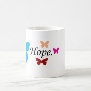Hoffnungskaffee-Tasse mit bunten Schmetterlingen Kaffeetasse