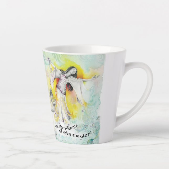 "Hoffnungsvoll Gott/Seamstress" Latte Tasse (Rechts)