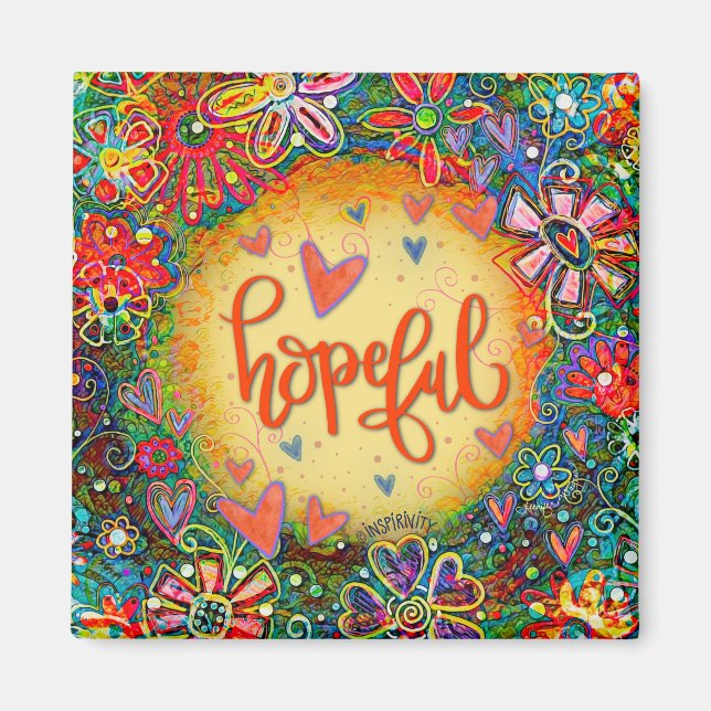 Hoffnungsvolle Hübsche Blume Moderne Inspiritivitä Magnet (Vorne)