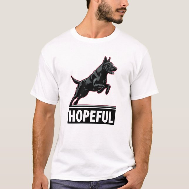 Hoffnungsvolles Hundelicht Männergesicht T - Shirt (Vorderseite)