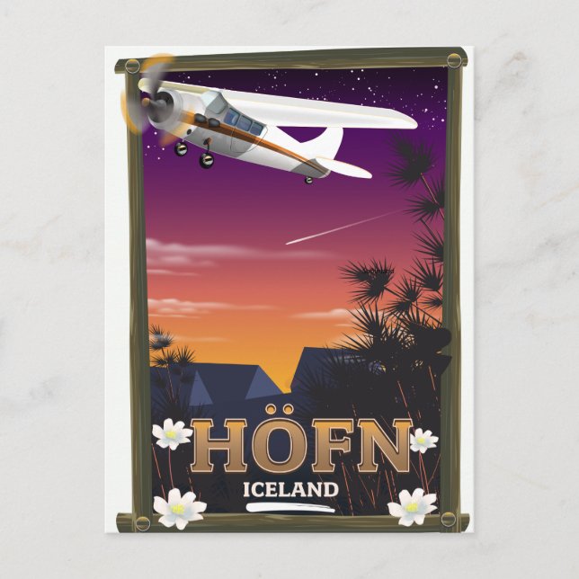 Höfn Island-Flugplakat Postkarte (Vorderseite)