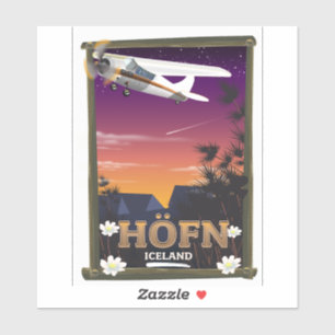 Höfn Island Flugposter Aufkleber