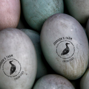 Hofname, Ente   Frische Eier   Ei-Stempel Gummistempel