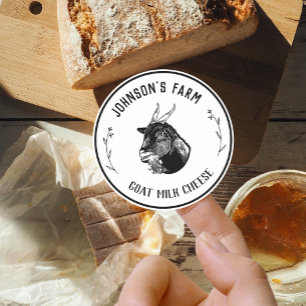 Hofname   Kranz   Ziegenmilchkäse   Vintage  Runder Aufkleber
