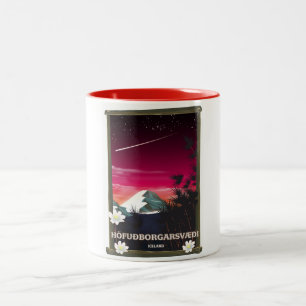 Höfuðborgarsvæði Island Reiseplakat Zweifarbige Tasse