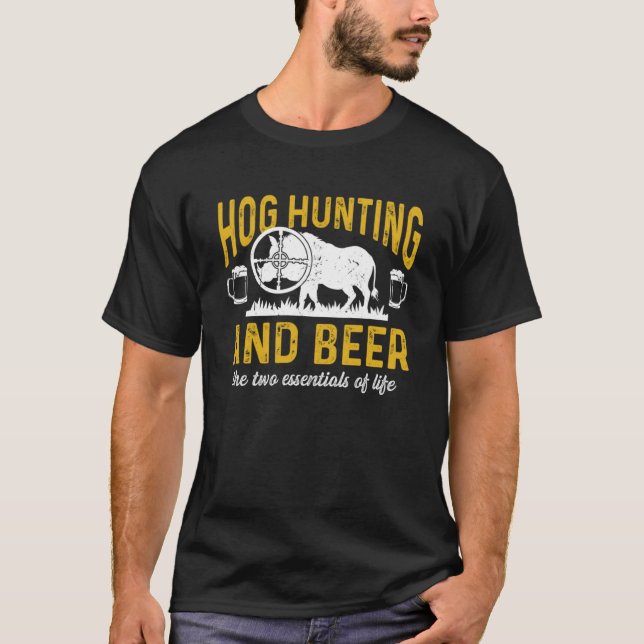 Hog Jagd Vater Jäger und Bier die zwei Essentials T-Shirt (Vorderseite)