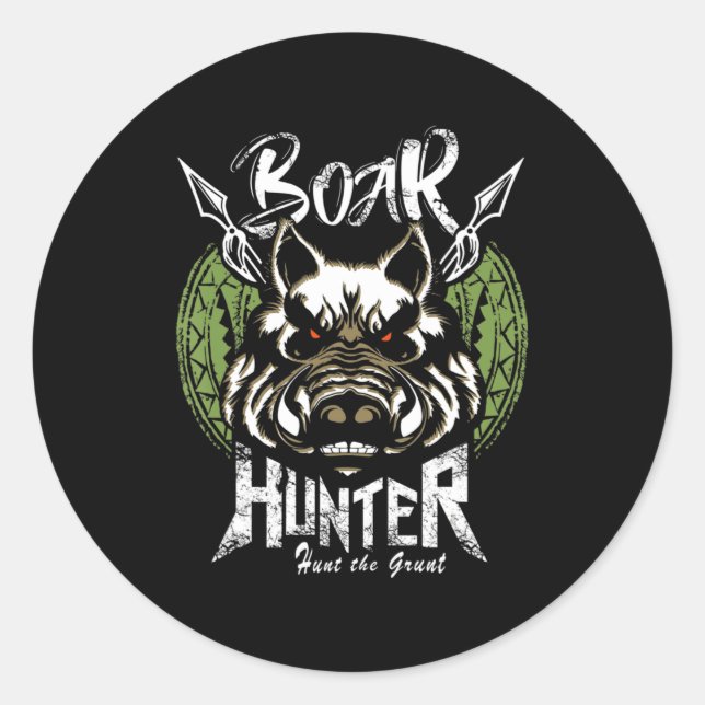 Hog Junting Fun Boar Hunter Gift Runder Aufkleber (Vorderseite)