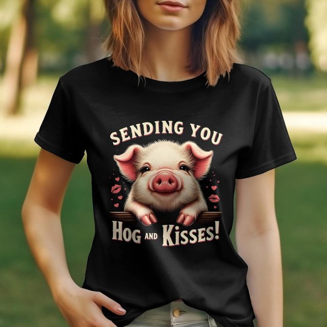 Hog und Kisses Valentines Niedlich Pig Endearing L T-Shirt (Von Creator hochgeladen)