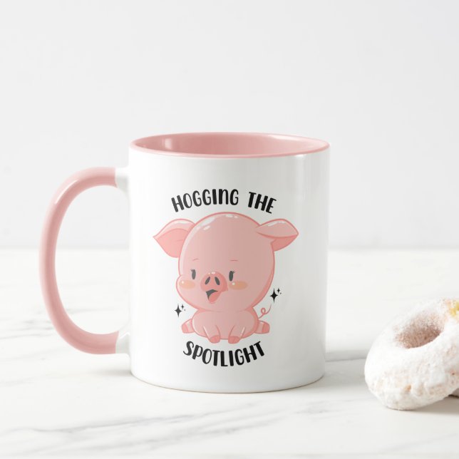 Hogging der Spotlight Niedlich Kawaii Pig Tasse (Mit Donut)