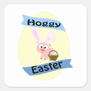 Hoggy Easter Pig Quadratischer Aufkleber