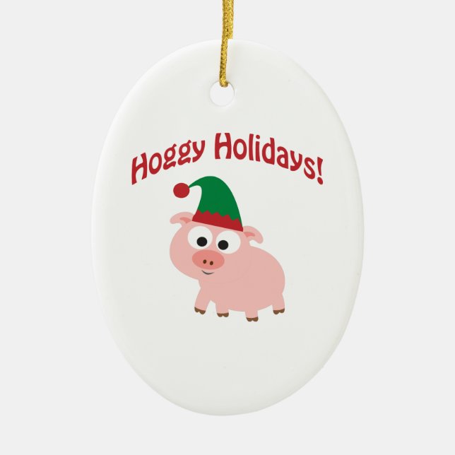 Hoggy Holidays! Elf Pig Keramikornament (Vorne)