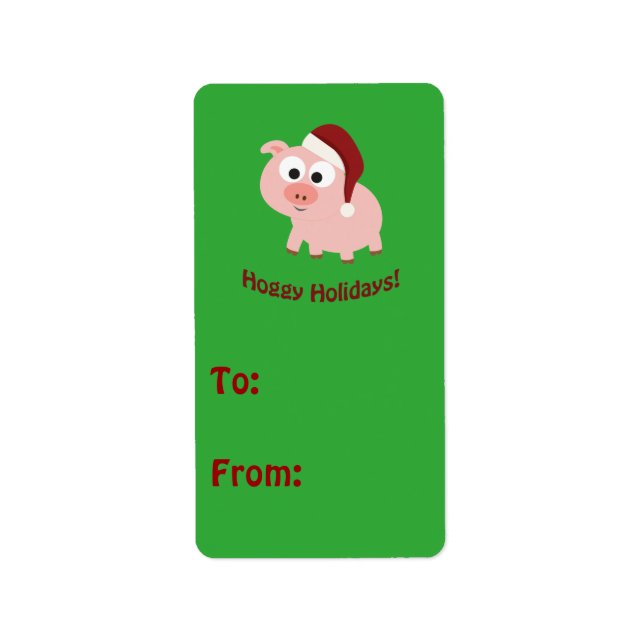 Hoggy Holidays! Santa Pig Adressaufkleber (Vorne)