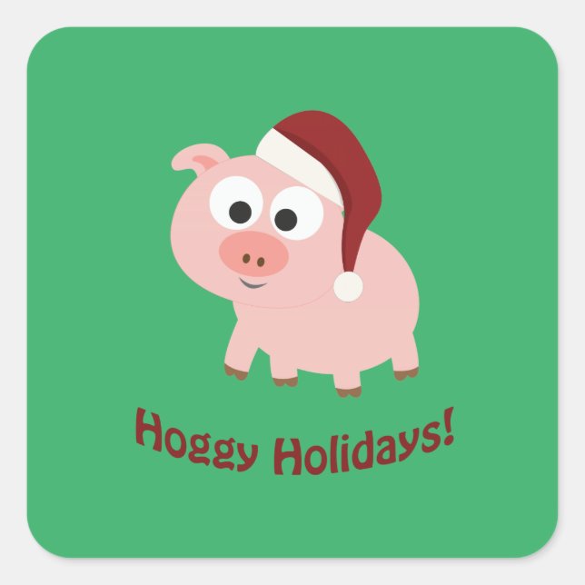Hoggy Holidays! Santa Pig Quadratischer Aufkleber (Vorderseite)