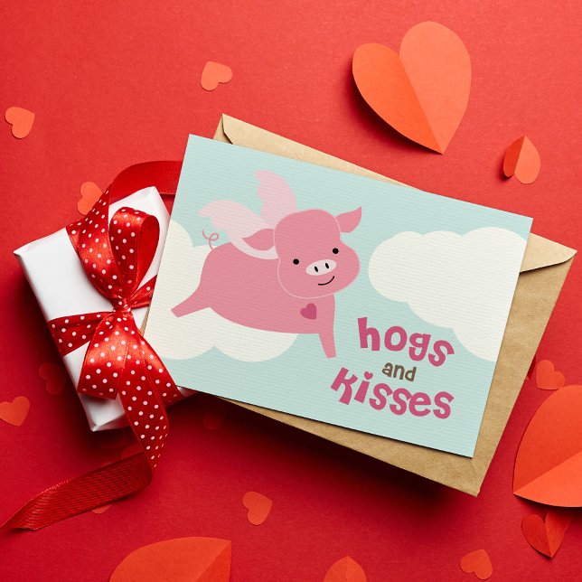Hogs and Kisses Classroom Valentines Mitteilungskarte (Von Creator hochgeladen)