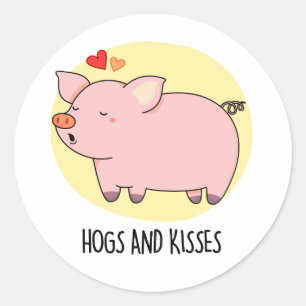 Hogs and Kisses Funny Hog Pig Pub Runder Aufkleber
