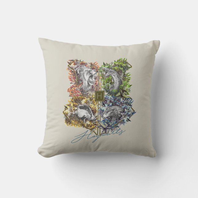 HOGWARTS™ Abzeichen Blumengrafik Kissen (Vorderseite)