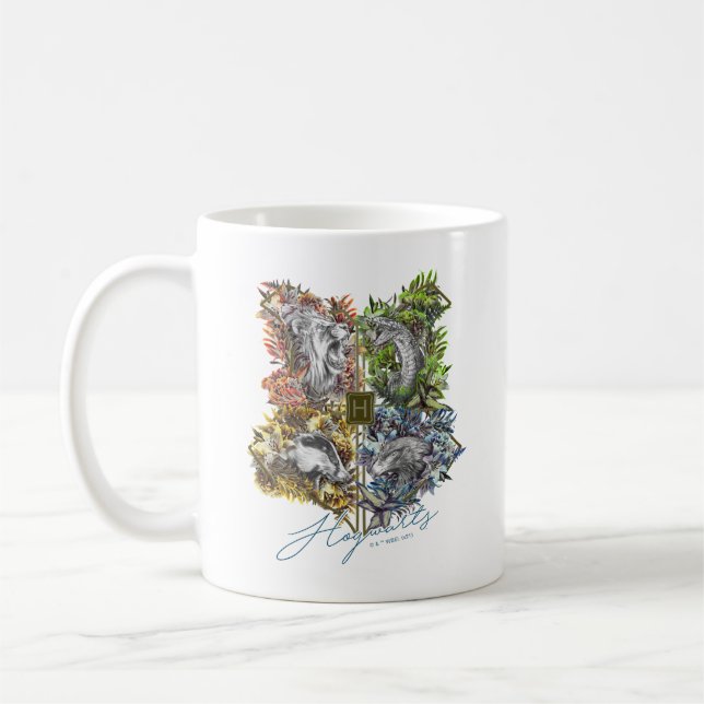 HOGWARTS™-Abzeichen mit Blumenmuster Kaffeetasse (Links)