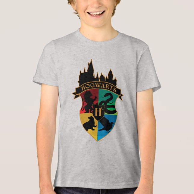 HOGWARTS™ Castle Crest House Pride Badge Tri-Blend Shirt (Vorderseite)