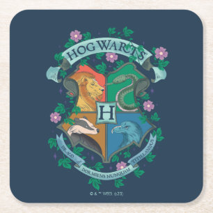 HOGWARTS™ Florales Wappen Rechteckiger Pappuntersetzer