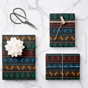 HOGWARTS™ Haus-Tiere Kreuzstichmuster Geschenkpapier Set