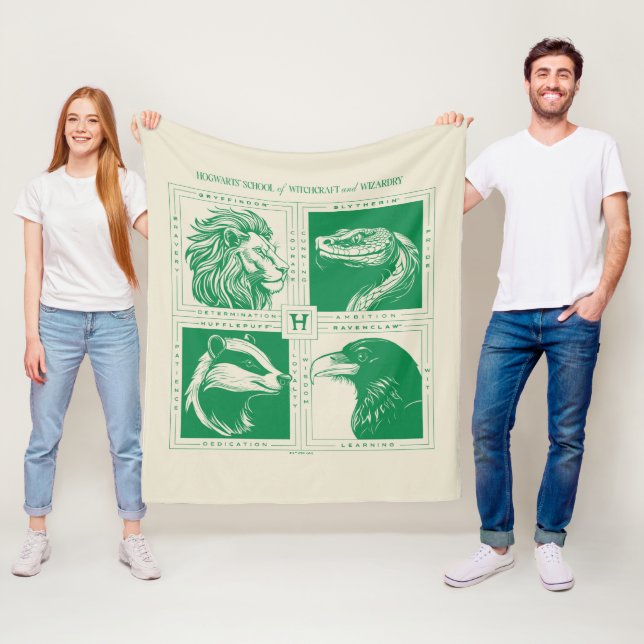 HOGWARTS™ House Animals Grid Fleecedecke (Beispiel)