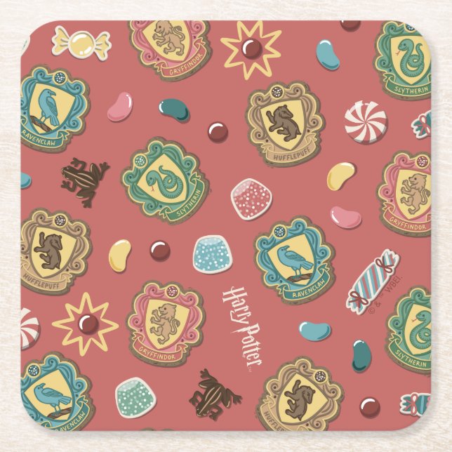 HOGWARTS™ Houses Holiday Cookies Muster Rechteckiger Pappuntersetzer (Vorderseite)