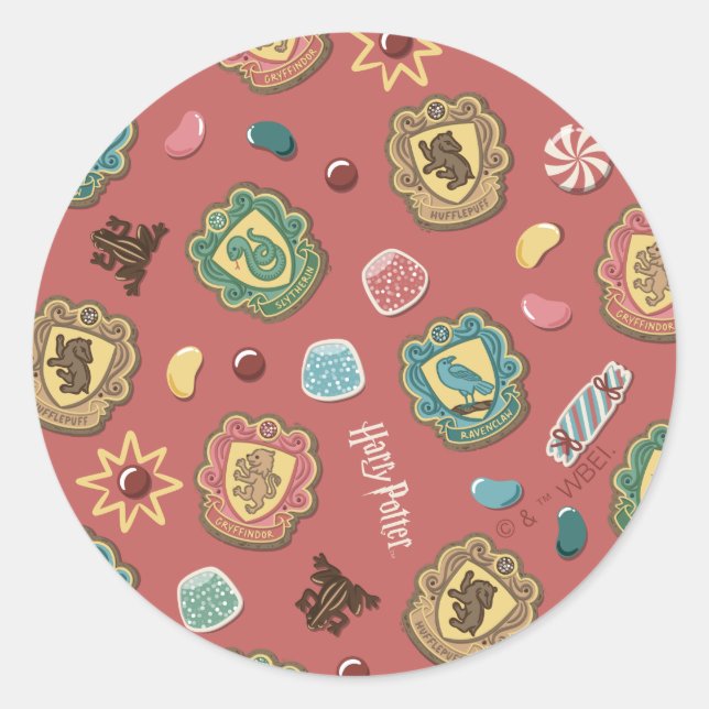 HOGWARTS™ Houses Holiday Cookies Muster Runder Aufkleber (Vorderseite)