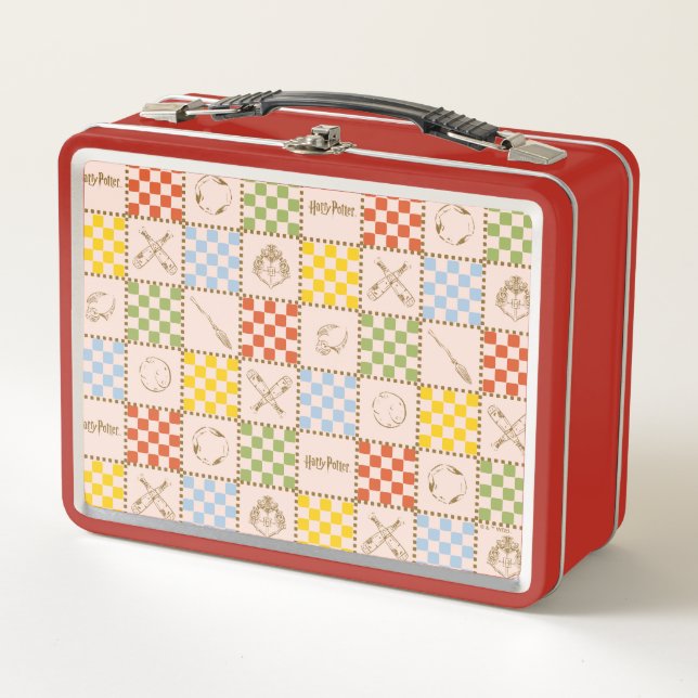 HOGWARTS™ QUIDDITCH™ Team Checker Muster Metall Brotdose (Vorderseite)