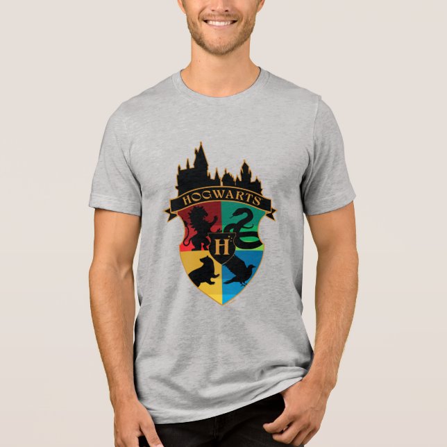 HOGWARTS™ Schloss-Wappen-Haus-Stolz-Abzeichen Tri-Blend Shirt (Vorderseite)