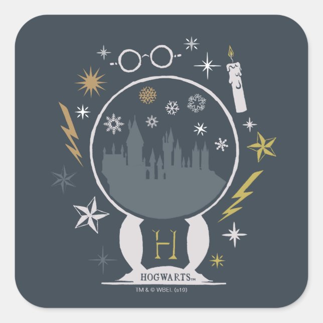 HOGWARTS™ Snow Globe Grafik Quadratischer Aufkleber (Vorderseite)