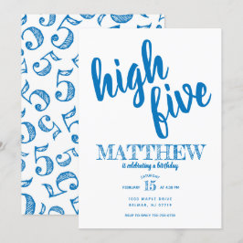 Hohe 5. Geburtstag Einladung blau