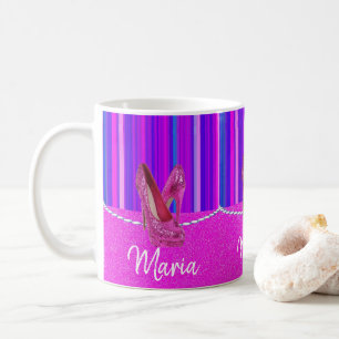 Hohe Absätze Rosa Lila Streifen Tasse