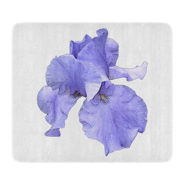 Hohe bärtige lila Iris Schneidebrett (Vorderseite)