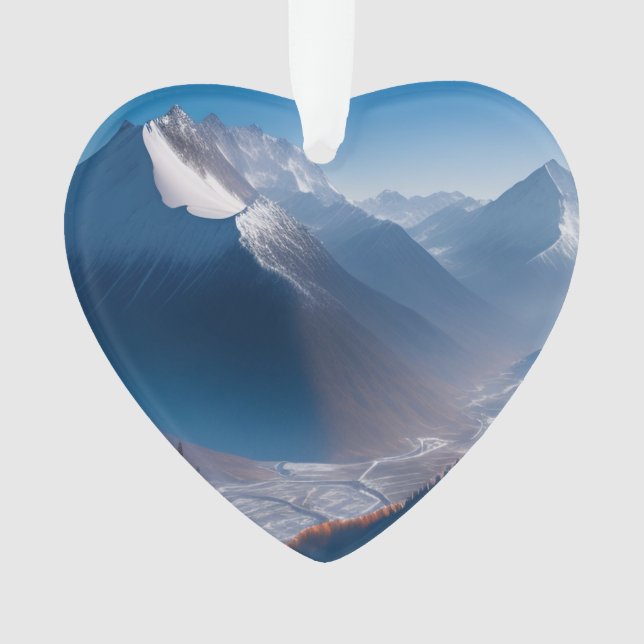 Hohe Bergspitzen Datiertes Foto nach Maß Ornament (Vorderseite)