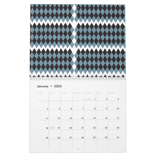 hohe Darstellung von Damast-Grafik-Gras, Kalender (Jan 2026)