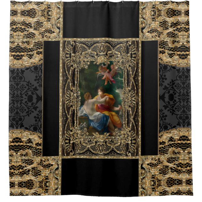 Hohe Erlaubnis barockes elegantes Girly Duschvorhang (Vorderseite)