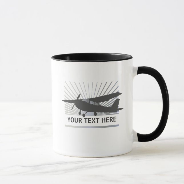 Hohe Flügel-Flugzeuge - kundenspezifischer Text Tasse (Rechts)