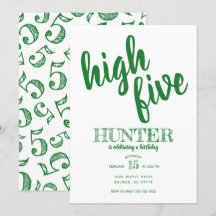 Hohe Fünf Geburtstage Einladung Grün